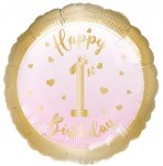 1st Birthday Girl Standard Foil Balloons