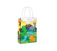 Dinosaur Paper Party Bag With Handles 14cm x 21cm x 7cm