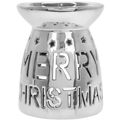 Merry Christmas Silver Wax Burner