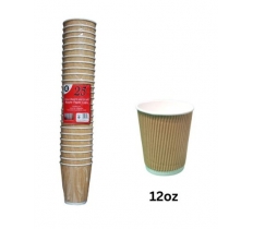 25Pc 12oz Hot/Cold Kraft Ripple Paper Cups