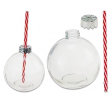 Christmas Glass With Straw 400ml