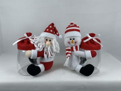 10" SANTA / SNOWMAN CHRISTMAS CANDY JAR