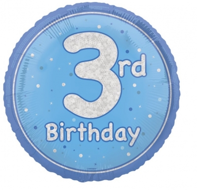 Blue 3 Prism Round Foil Balloon 18"