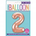 Rose Gold Number 2 Shaped Foil Balloon 34"