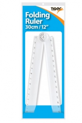 30cm Folding Ruler/Protractor Clear
