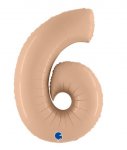 Nude 40" Number 6 Satin Foil Balloon ( 1 )