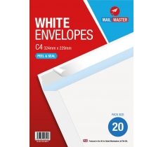 Mail Master C4 White Peel & Seal 20 Pack Envelope