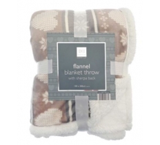 150X200CM Printed Flannel Blanket With Sherpa Back