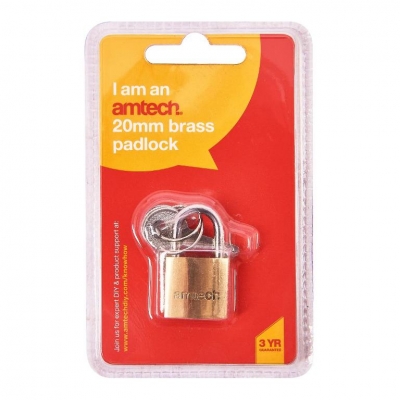 Amtech 20mm Brass Padlock