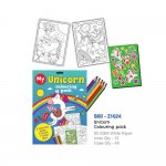 A4 Unicorn 8 page Colouring Pack With Colour Pencils