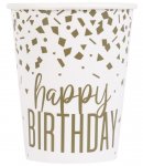 Confetti Gold Birthday 9oz Paper Cups 8 Pack