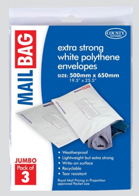 County Mail Bag Jumbo ( 500mm X 650mm ) 3 Pack