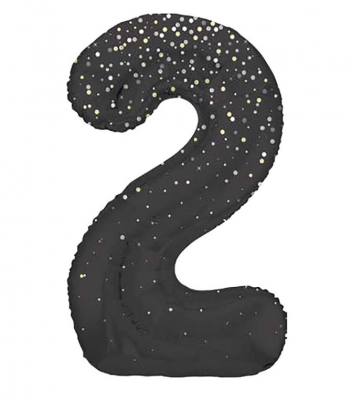 34" GLITZ 2 Black Printed Prism Foil Balloon Numeral