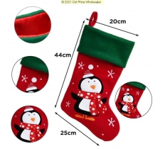 Deluxe Plush Red Green Top Penguin Stocking 40cm X 25cm