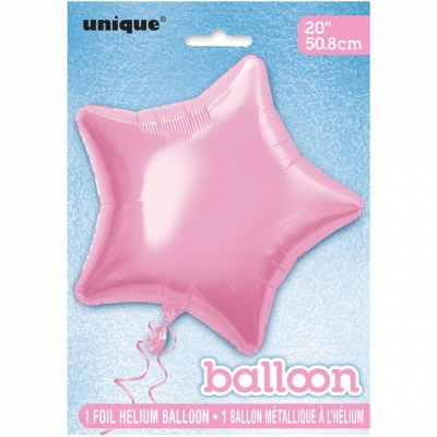 Solid Star Foil Balloon 20" Packaged Pastel Pink