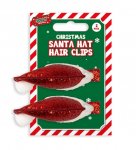 Glitter Santa Hat Hair Clips 2 Pack