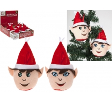 3.5" Boy/Girl Plush Elf Head On Hanging String