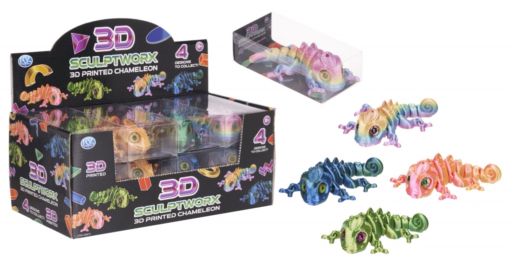 3D Printed 14cm Chameleon Toy - Click Image to Close