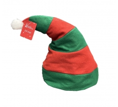 Elf Hat With Red And Green Stripe And Pom Pom