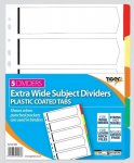 Tiger Card Dividers With Plastic Tabs 5 Part Extra Wide