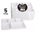 Reusable Deluxe Heavy-Duty 5 Compartment Plastic 50 Plate