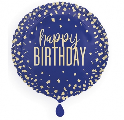 18" Confetti Navy Birthday Foil Balloon Round