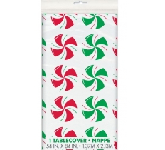 Xmas Peppermint Plastic Table Cover 54 x 84