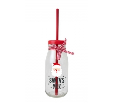 Christmas Glass Milk Bottle