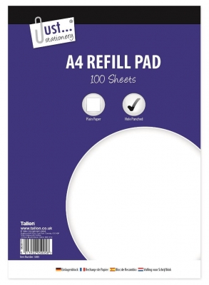 A4 Plain Refill Pad 100 Sheet Side Bound