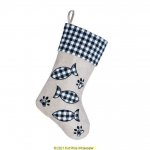 Deluxe Plush Plaid Black Check Fish Bone Stocking 40cm X 25cm