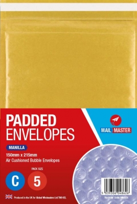 Mail Master C Manilla Padded Envelope 5 Pack