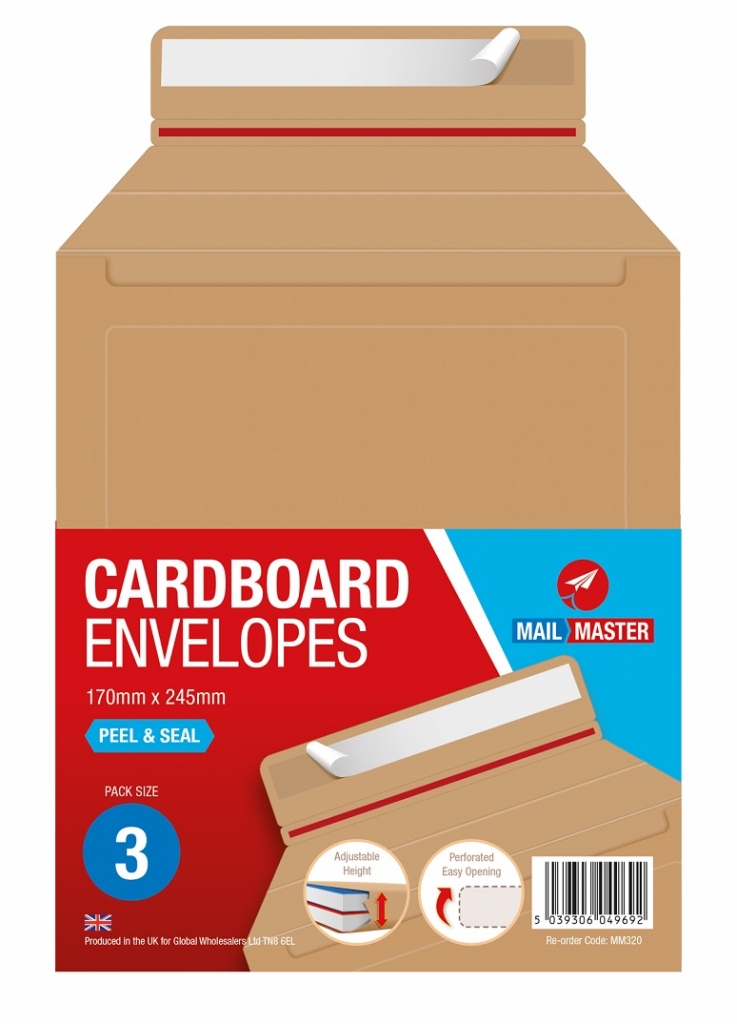 Mail Master Cardboard Envelope 170 X 245mm Pack Of 3 - Click Image to Close
