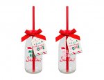 Christmas Glass Milk Bottle