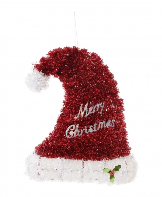 Christmas Tinsel Hat Plaque 30cm