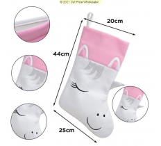 Deluxe Plush White Pink Glitter Unicorn Stocking 40cm X 25cm
