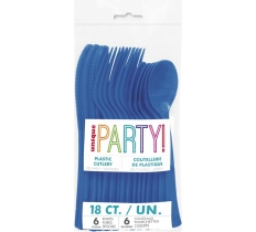 Assorted Cutlery Royal Blue 18 Pack