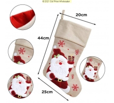 Deluxe Plush Hessian Santa Stocking 40cm X 25cm