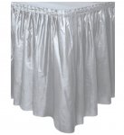 Silver Solid Plastic Table Skirt 29"X14Ft