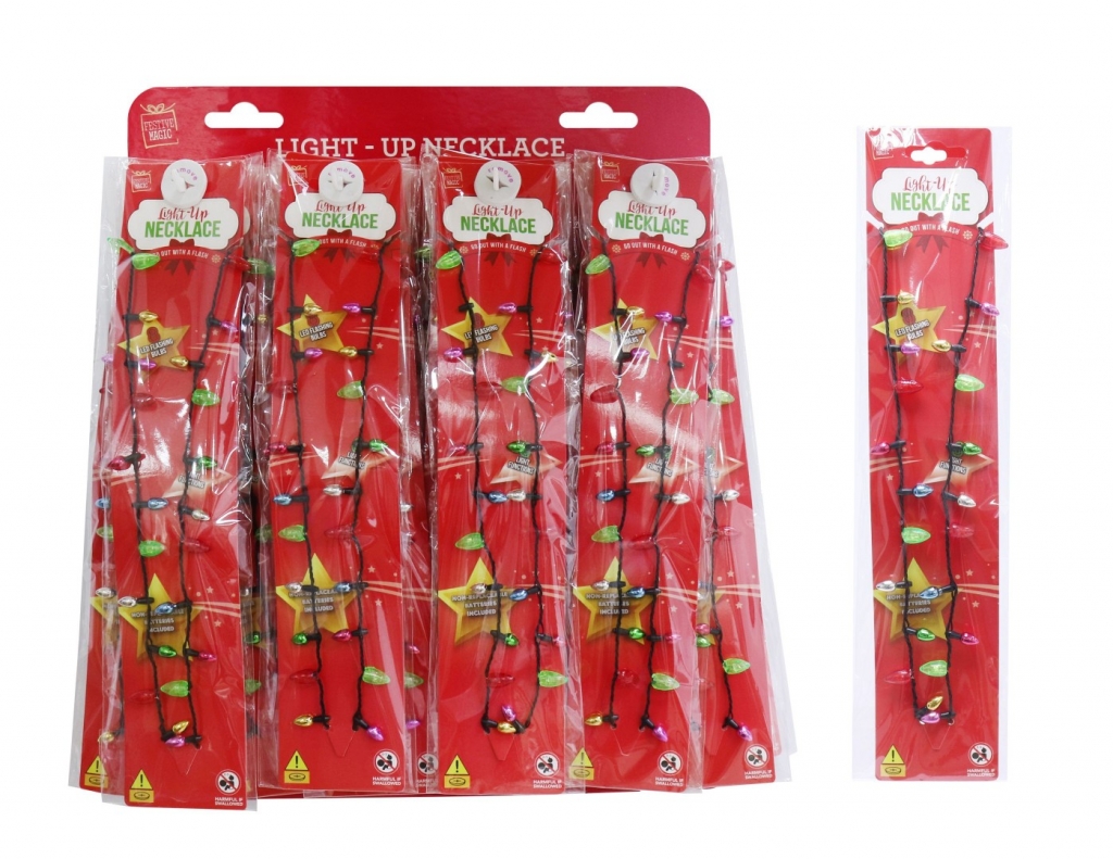 NECKLACE WITH FLASHING BULBS BATTERY OPERATED - Click Image to Close