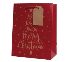 Christmas Kraft Text Tree Medium Gift bag( 18 x 23 x 10cm)