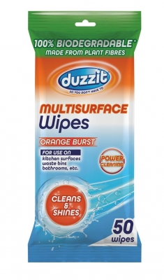 Duzzit Orange Burst Biodegrabale Multisurface Wipes 50 Pack