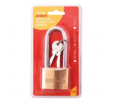 Amtech 50mm Long Shackle Brass Padlock