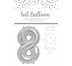 25" Number 8 Silver Foil Balloon