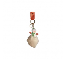 SNOWMAN FUR BALL KEYRING