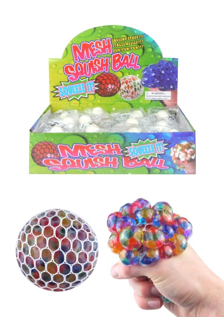 Squishy 7cm Mesh Net Ball With Colour Beads - Click Image to Close