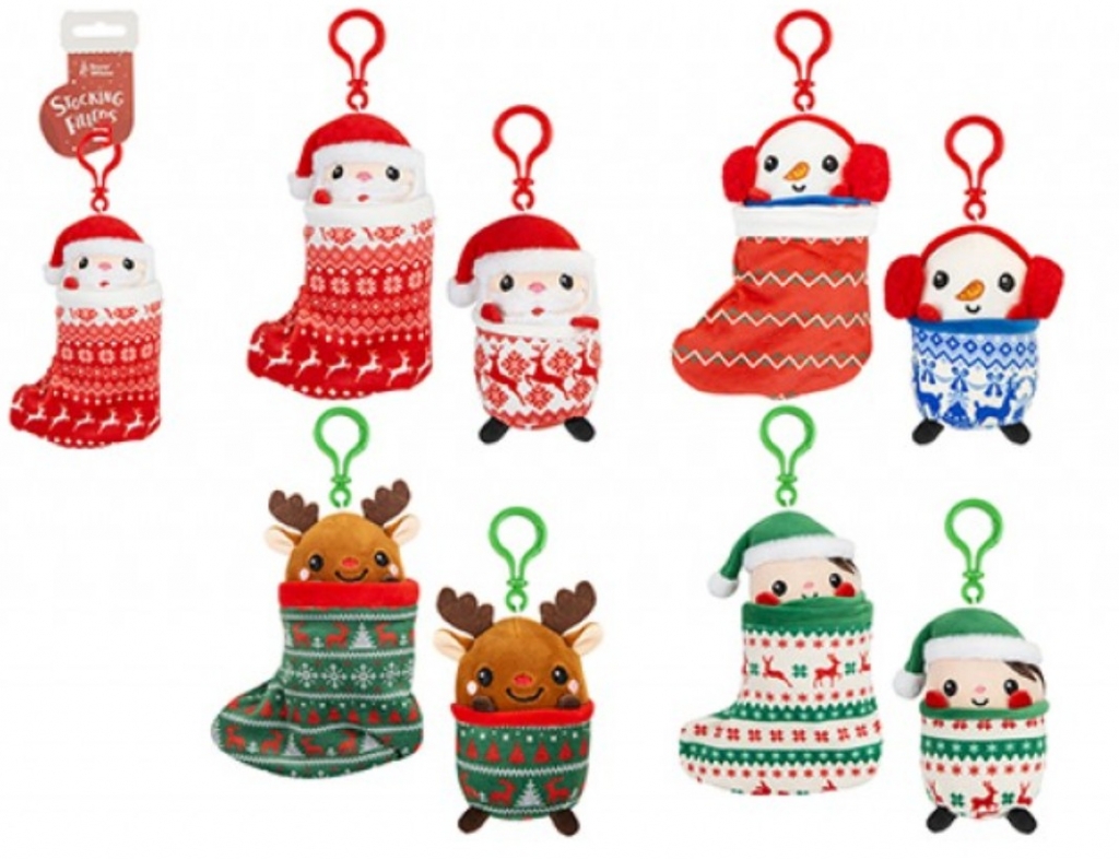 Charming Christmas clip On Plush Characters 18cm - Click Image to Close