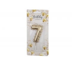 Gold Balloon Candle 6cm Number 7