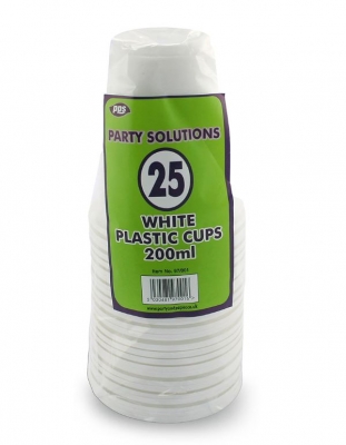 Drink Cups Plastic White 200ml 25Pc