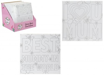 Colour Your Own Mum Canvas 25cm X 25cm 2 Assorted