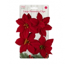 4 Large Poinsettia Clips